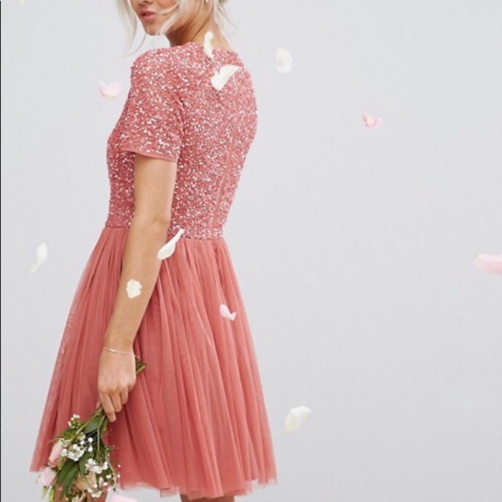 MAYA Petite Plunge Neck Embellished Tulle Dress - Picture 2 of 4